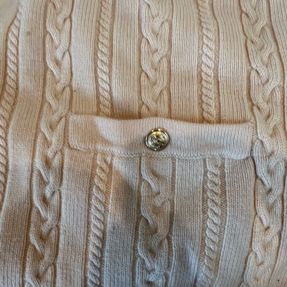 Talbots cardigan. Pale yellow. Original gold buttons and shoulder pads